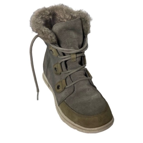 Sorel Women's Explorer Joan Leather/Suede Faux Fur Ankle Tall Winter Boots 7 - Picture 3 of 12